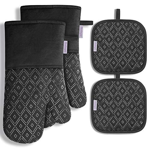 Oven Mitts and Pot Holders 4pcs Set High Heat Resistant with Non-Slip Silicone Oven Mitts and Pot Holders 4pcs Set High Heat Resistant with Non-Slip Silicone